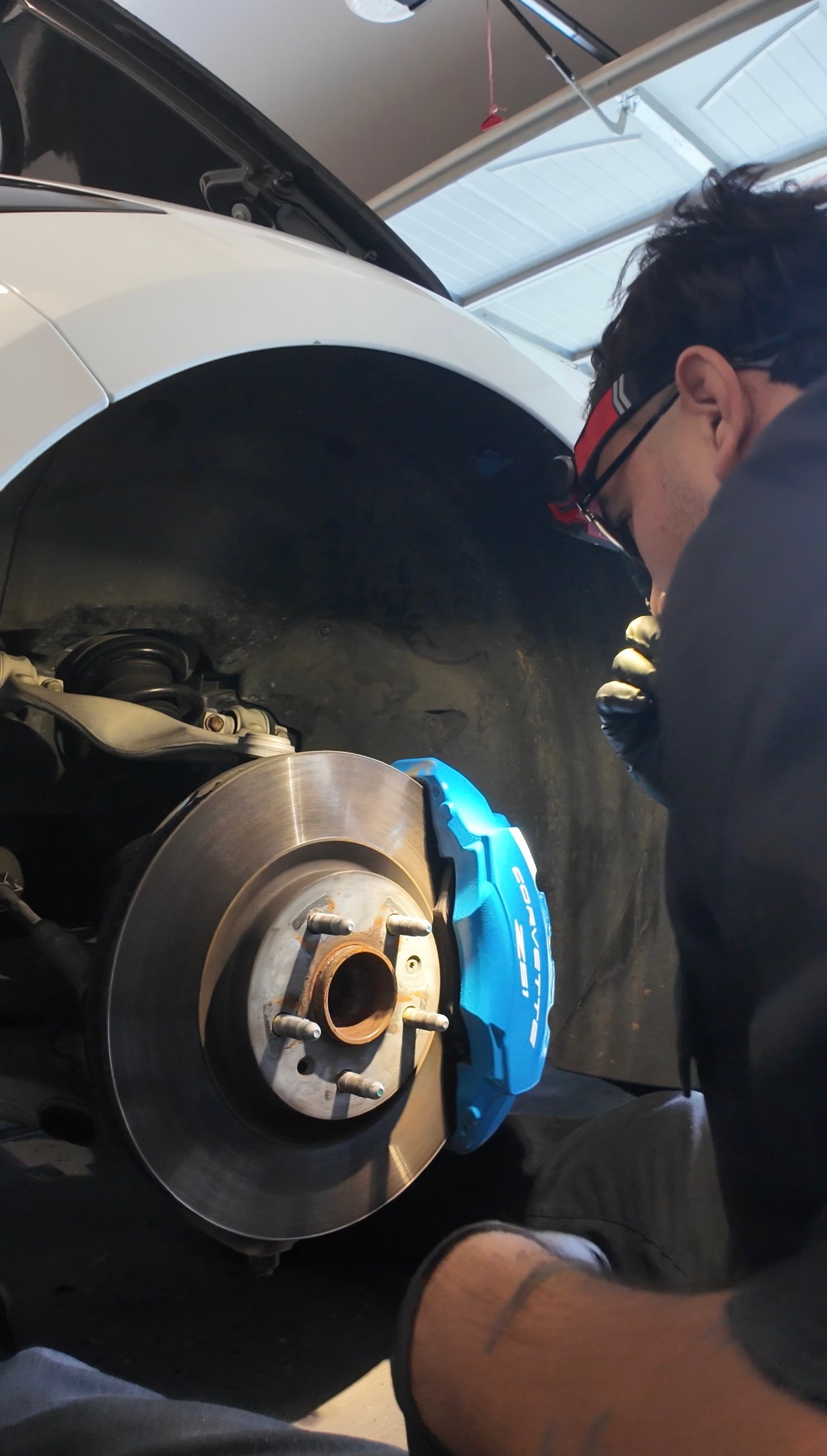 Brake and caliper work on a Corvette